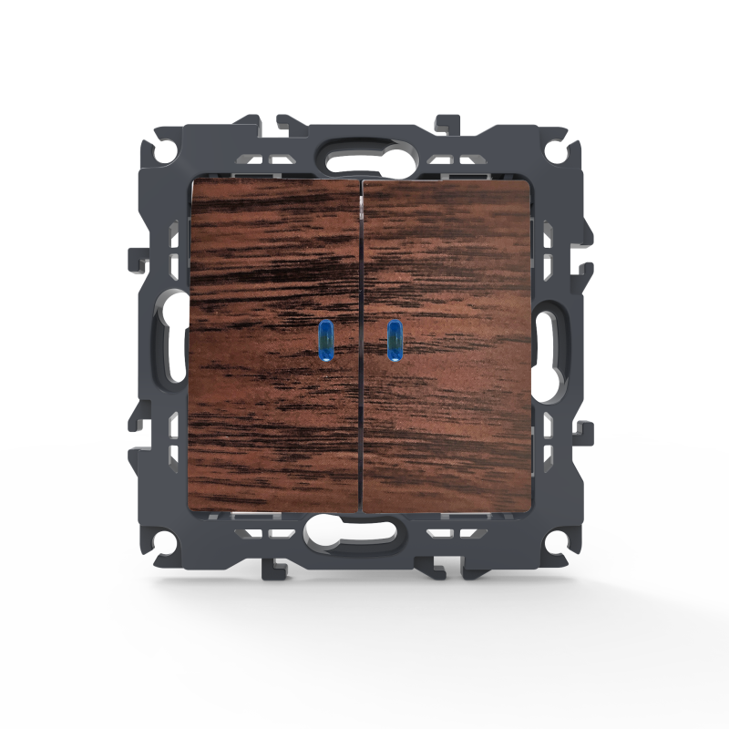 PRIME ΔΙΑΚΟΠΤΗΣ ΚΟΜΜΥΤΑΤΕΡ & LED ΛΥΧΝΙΑ ΠΡΟΣΑΝΑΤΟΛΙΣΜΟΥ (ΟΝ-ΟFF)  ΜΕ ΚΛΙΠ 1+1P 10AX 250VAC IP20 ΞΥΛΟ