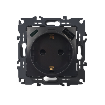 PRIME ΠΡΙΖΑ ΣΟΥΚΟ ΑΣΦΑΛΕΙΑΣ 1x2P+E 16A 250VAC & 2*USB (TYPE A+C)  5VDC 3A IP20 ΑΝΘΡΑΚΙ 