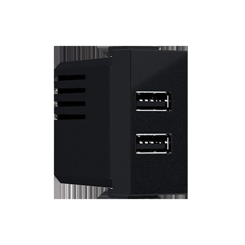 ^ MODYS ΠΡΙΖΑ ΤΡΟΦΟΔΟΣΙΑΣ USB 1 ΣΤ. 2xUSB ΜΑΥΡΗ ΜΑΤ  5VDC 2X1.2A IP20