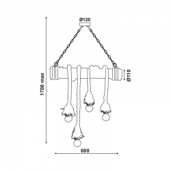 ΚΡΕΜΑΣΤΟ Φ/Σ 4ΧΕ27 BAMBOO+ΣΧΟΙΝΙ 11Χ60ΧΗ170CM max. MERLIN