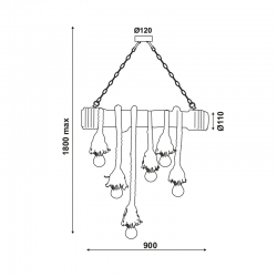 ΚΡΕΜΑΣΤΟ Φ/Σ 6ΧΕ27 BAMBOO+ΣΧΟΙΝΙ 11Χ90ΧΗ180CM max. MERLIN