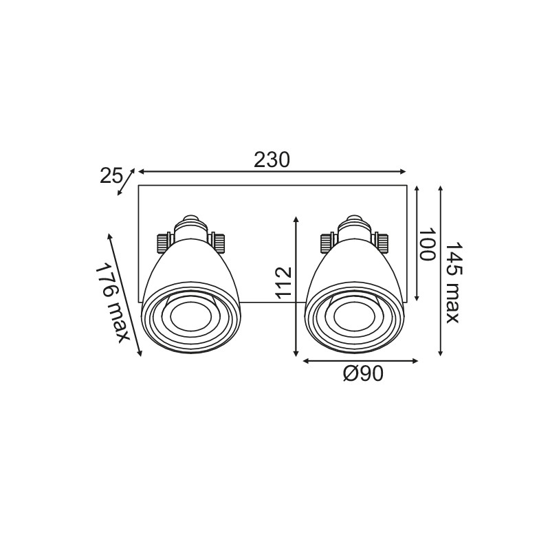 NETTO ΕΠΙΤΟΙΧΟ Φ/Σ 2ΧGU10 ΛΕΥΚΟ TERRAZZO 23X15X18CM DINO