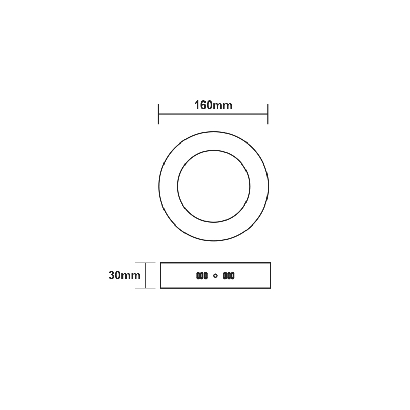 LED SLIM PANEL WHITE ROUND CEIL.12W 3000K 1040Lm Φ160 230V AC Ra80