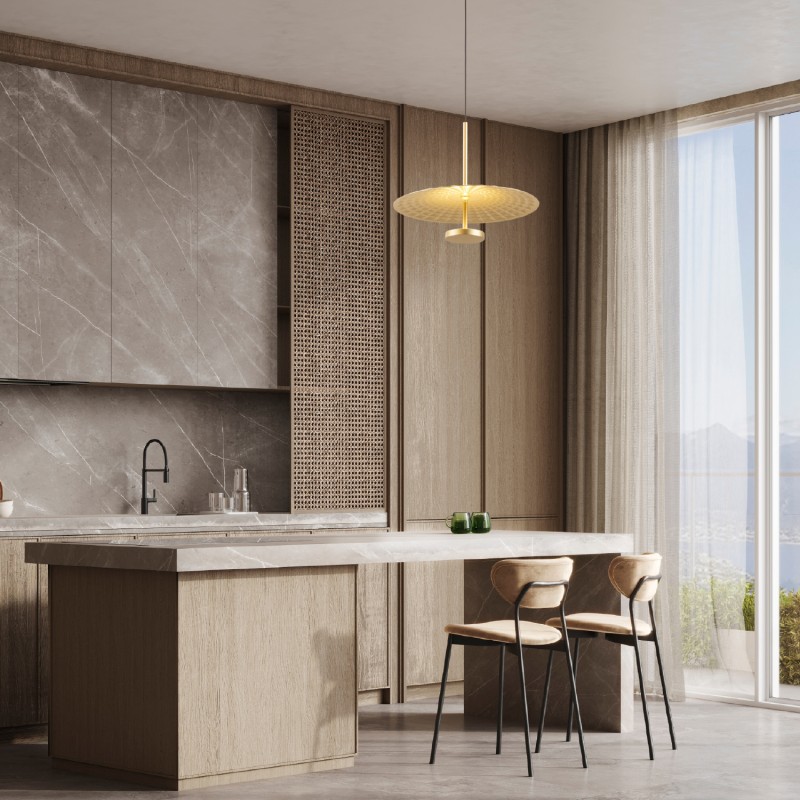 LOFTY-ΦΩΤΙΣΤΙΚΟ ΚΡΕΜΑΣΤΟ ΑΜΜΩΔΕΣ ΧΡΥΣΟ ΑΛΟΥΜΙΝΙΟΥ LED SMD 8W 2700Κ 560LM IP20 Φ300x1500mm