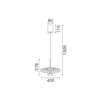 LOFTY- PENDANT LAMP SAND GOLD ALUMINIUM LED SMD 8W 2700Κ 560LM IP20 Φ300x1500mm