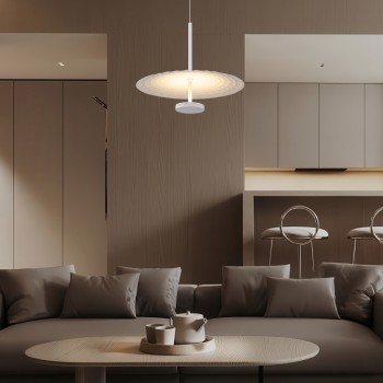 LOFTY-ΦΩΤΙΣΤΙΚΟ ΚΡΕΜΑΣΤΟ ΑΜΜΩΔΕΣ ΑΣΠΡΟ ΑΛΟΥΜΙΝΙΟΥ LED SMD 12W 2700Κ 840LM IP20 Φ450x1500mm