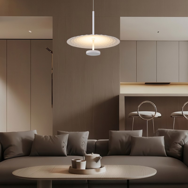 LOFTY-ΦΩΤΙΣΤΙΚΟ ΚΡΕΜΑΣΤΟ ΑΜΜΩΔΕΣ ΑΣΠΡΟ ΑΛΟΥΜΙΝΙΟΥ LED SMD 12W 2700Κ 840LM IP20 Φ450x1500mm