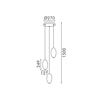 ELLITON-ΦΩΤΙΣΤΙΚΟ ΚΡΕΜΑΣΤΟ ΑΜΜΩΔΕΣ ΧΡΥΣΟ ΑΛΟΥΜΙΝΙΟΥ LED SMD 12W 2700K 840LM IP20 Φ367x1500mm