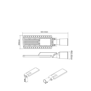 ^LED STREET LUMINAIRE 90W 12600LM 4000K 150Χ75˚ CLASS I 230V AC IP66
