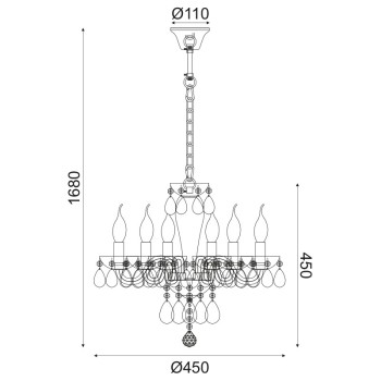 NETTO ΚΡΕΜΑΣΤΟ Φ/Σ 6ΧΕ14 ΛΕΥΚΟ ΚΡΥΣΤΑΛΛΟ+ΧΡΩΜΙΟ ΜΕΤΑΛΛΟ Φ45ΧΗ168CM TULIA