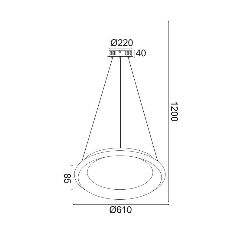 ΚΡΕΜΑΣΤΟ Φ/Σ LED 48W 3000K 4610LM ΛΕΥΚΟ ΜΕΤΑΛΛΙΚΟ D61XH120CM DIANA
