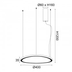 ^ΚΡΕΜΑΣΤΟ Φ/Σ LED 36W 3000K 2700LM HARMONY ΜΑΥΡΟ ΑΛΟΥΜΙΝΙΟ IP20 D42XH120CM