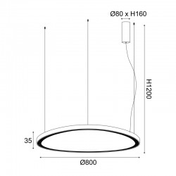 ^ΚΡΕΜΑΣΤΟ Φ/Σ LED 74W 3000K 6500LM HARMONY ΜΑΥΡΟ ΑΛΟΥΜΙΝΙΟ IP20 D80XH120CM