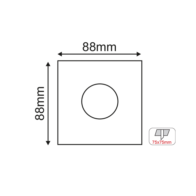 ^  ΣΠΟΤ Νο619 ΤΕΤΡΑΓΩΝΟ ΣΤΡΟΓΓΥΛΟ ΜΑΥΡΟ ΑΛΟΥΜΙΝΙΟΥ 88x88