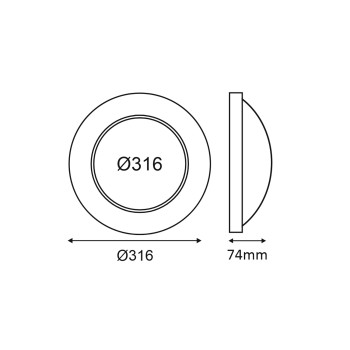 LED ΠΛΑΦΟΝ. CORDIN ΕΝΑΛΛΑΓΗΣ 16W 1920lm/14W 1680lm/8W 1000lm 220-240V 5CCT 120° IP65 Φ316x74mm ΛΕΥΚΟ