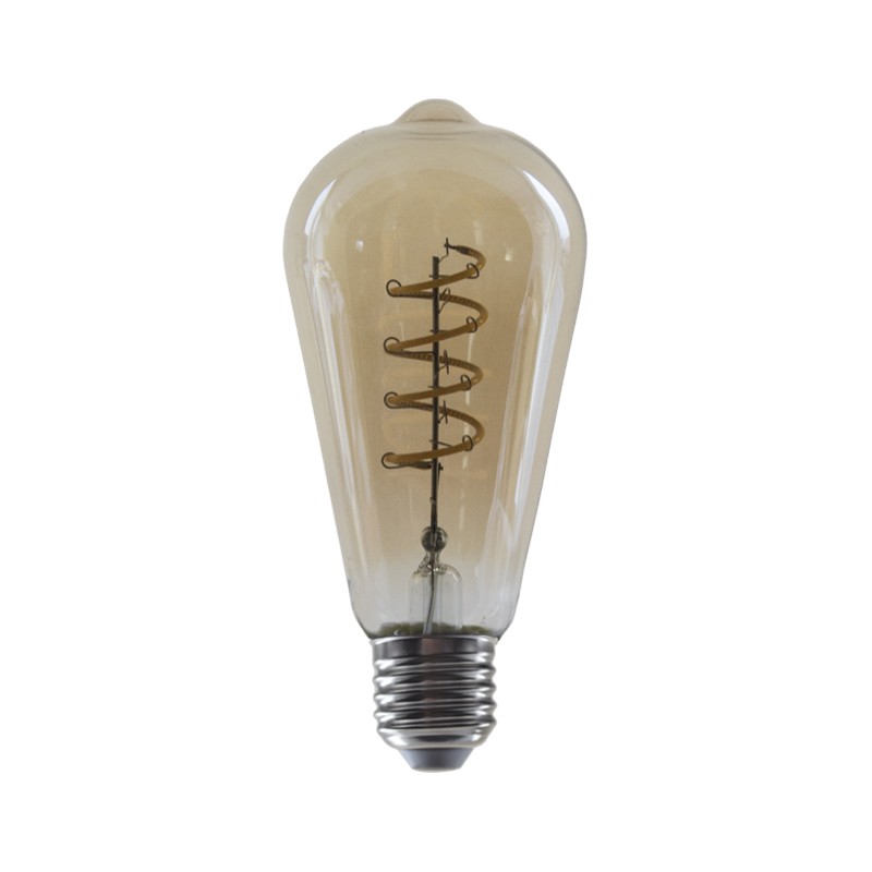 LED FILAMENT E27 DIM ST64 AMBER SPIRAL 4W 1800K 230V AC 270LM RA80