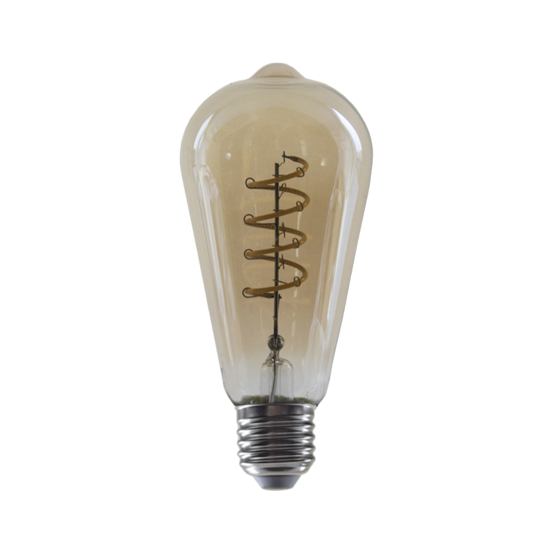 LED FILAMENT E27 DIM ST64 AMBER SPIRAL 4W 1800K 230V AC 270LM RA80