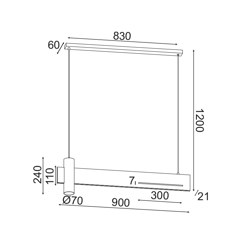 ^ΚΡΕΜΑΣΤΟ Φ/Σ LED 1XGU10+ 18W LED 3000K 1440LM ΑΠΟΧΡ.ΜΑΥΡΟΥ ΜΑΡΜΑΡΟΥ ΜΕΤ/ΚΟ 90Χ7ΧΗ120CM LINEA