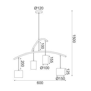 ^ΚΡΕΜΑΣΤΟ Φ/Σ 4ΧΕ27 ΜΑΥΡΟ ΜΕΤ/ΚΟ Φ60XH150CM ESCALA ^ΚΡΕΜΑΣΤΟ Φ/Σ 4ΧΕ27 ΜΑΥΡΟ ΜΕΤ/ΚΟ Φ60XH150CM ESCALA