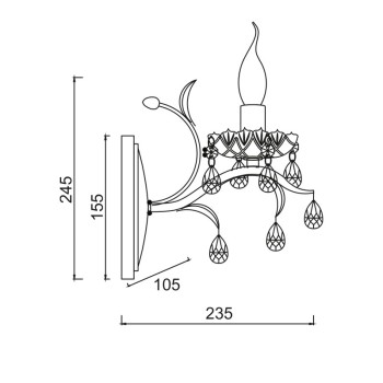 ΕΠΙΤΟΙΧ 1ΧΕ14 ΜΕΤΑΛ ΠΑΤΙΝΑ ΛΕΥKO ΧΡΥΣ+ΚΡΥΣΤ 23,5Χ15,5Χ24,5CM SARDINIA