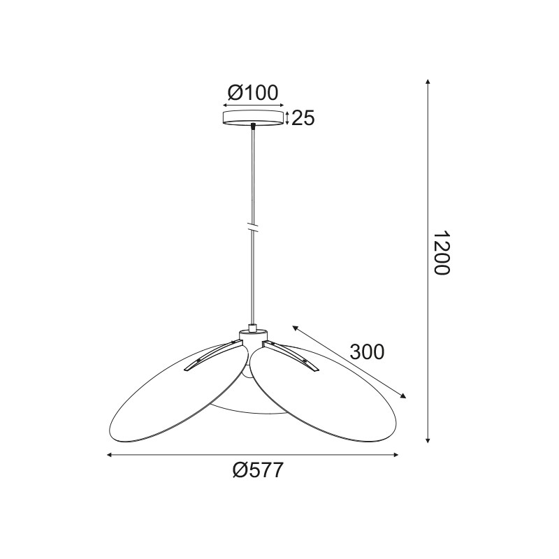 NETTO ΚΡΕΜΑΣΤΟ Φ/Σ 1ΧΕ27 ΦΙΜΕ ΓΥΑΛΙ+ΜΑΥΡΟ ΜΕΤΑΛΛΟ D58XH120CM BLOSSOM