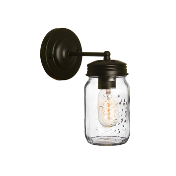 NETTO ΕΠΙΤΟΙΧΟ Φ/Σ 1ΧΕ27 ΜΑΥΡΟ ΜΕΤΑΛΛΙΚΟ+ΓΥΑΛΙ Φ10Χ18Χ22CM BERY