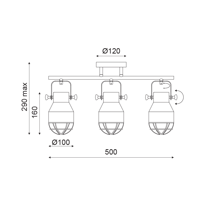 NETTO ΟΡΟΦΗΣ Φ/Σ 3ΧΕ27 ΜΕΤΑΛΛΙΚΟ ΜΑΥΡΟ ΠΛΕΓΜΑ ΛΕΥΚΟ Φ10Χ50XH28cm DAKOTA