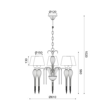 NETTO ΚΡΕΜ Φ/Σ 5ΧΕ14 ΜΕΤΑΛ. ΜΑΥΡ+ΑΜΠΑΖ+ΓΥΑΛ+ΑΛΥΣ CHROME Φ61ΧΗ102CM PALERMO