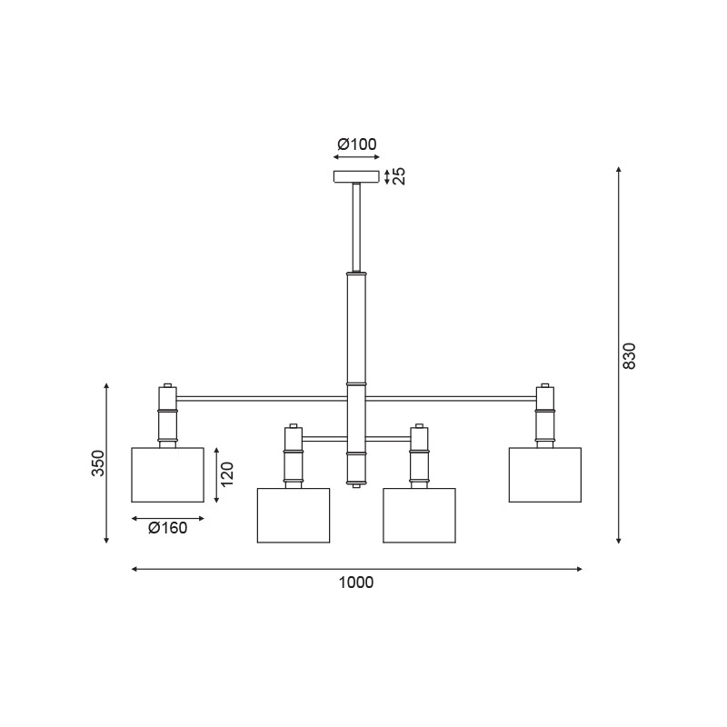 ^ΚΡΕΜΑΣΤΟ Φ/Σ 4ΧΕ14 ΧΡΥΣΟ/ΜΑΥΡΟ ΜΕΤΑΛΛΙΚΟ+ΛΕΥΚΑ ΑΜΠΑΖΟΥΡ D100XH83CM  MIZAR