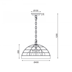 ^ΚΡΕΜΑΣΤΟ Φ/Σ 3ΧΕ27 ΞΥΛΟ+ΜΑΥΡΟ ΜΕΤΑΛΛΟ D40XH120CM TESLA