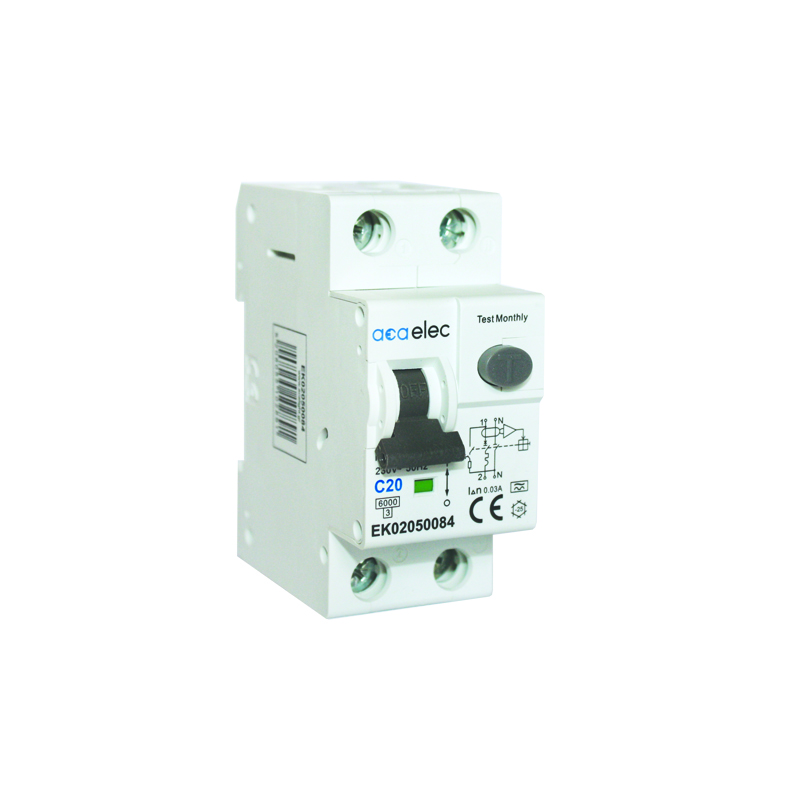  ΗΛΕΚΤΡΟΜΑΓΝΗΤΙΚΟΣ ΔΙΑΚΟΠΤΗΣ  ΔΙΑΡΡΟΗΣ RCBO 1P+N C20 30mА AC TYPE 6kA 2M  