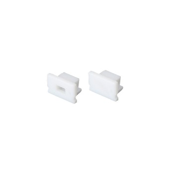 SET OF WHITE PLASTIC END CAPS FOR P127 1PC WITH HOLE & 1PC WITHOUT HOLE 