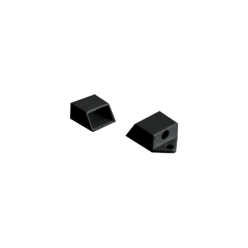 SET OF BLACK PLASTIC END CAPS FOR PROFILE P151B, 2PCS WITH HOLE 