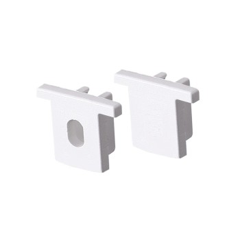 SET OF WHITE PLASTIC END CAPS FOR P160 1PC WITH HOLE & 1PC WITHOUT HOLE 