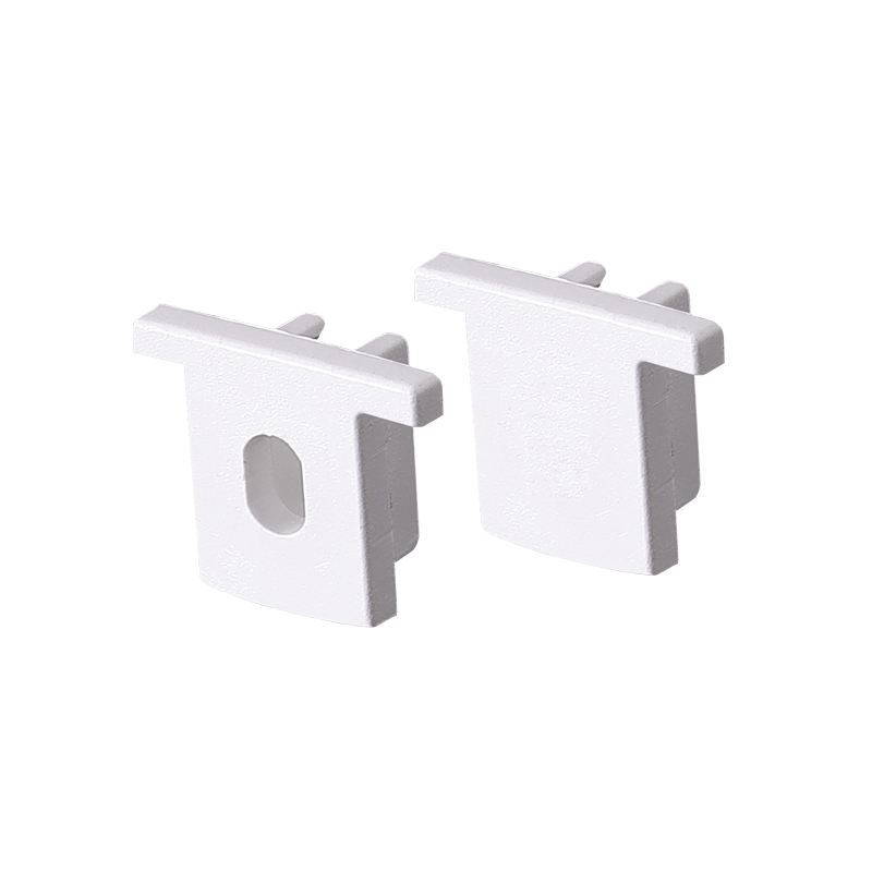 SET OF WHITE PLASTIC END CAPS FOR P160 1PC WITH HOLE & 1PC WITHOUT HOLE 