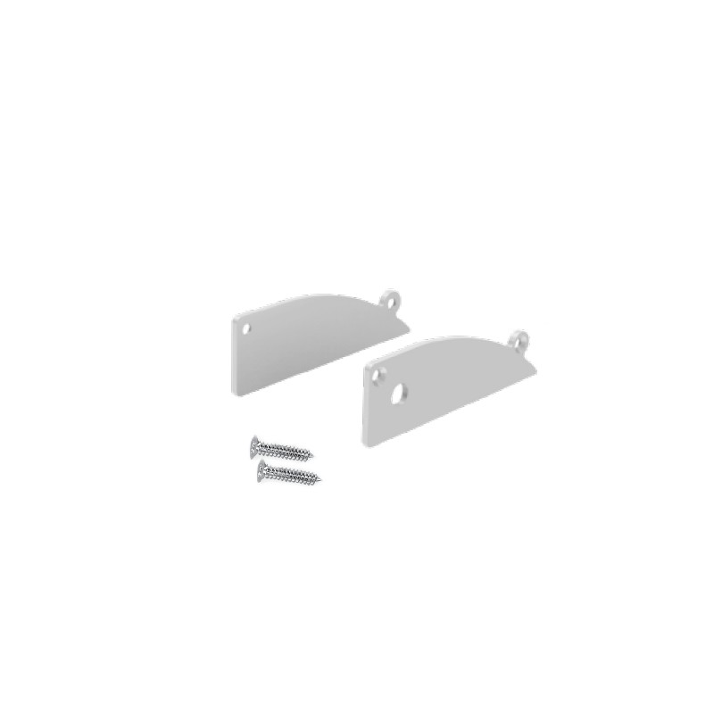 SET OF SILVER METAL END CAPS FOR P173, 1 WITHOUT HOLE & 1 WITH HOLE SET OF SILVER METAL END CAPS FOR P173, 1 WITHOUT HOLE & 1 WITH HOLE