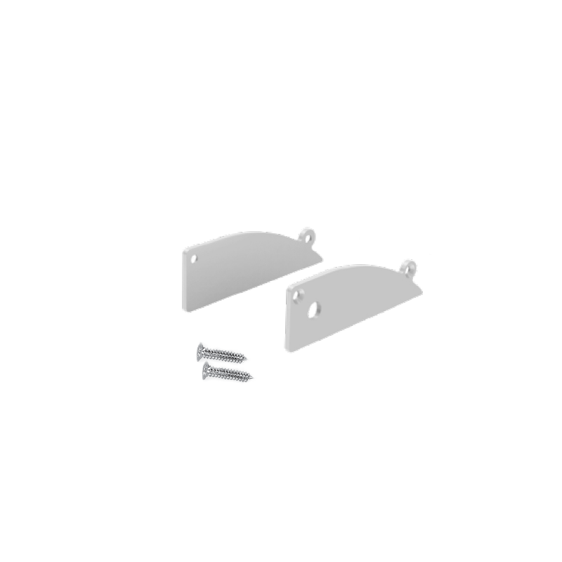 SET OF SILVER METAL END CAPS FOR P173, 1 WITHOUT HOLE & 1 WITH HOLE SET OF SILVER METAL END CAPS FOR P173, 1 WITHOUT HOLE & 1 WITH HOLE