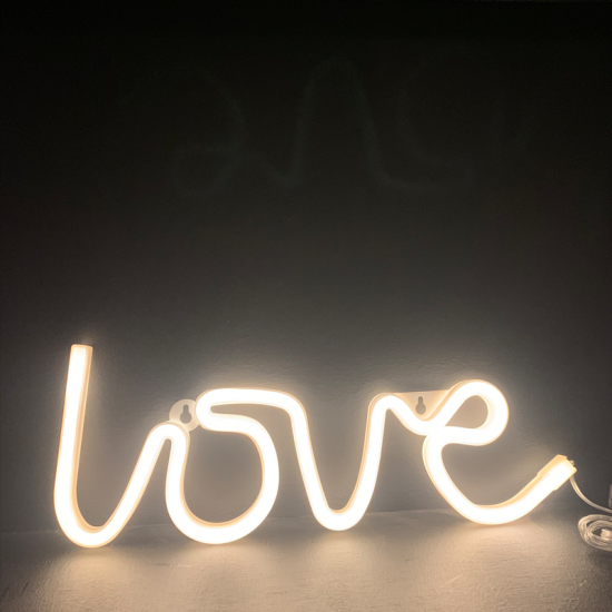 LOVE, 118 NEON LED ΛΑΜΠΑΚΙΑ ΜΕ ΜΠΑΤΑΡΙΑ (3xAA)/USB, WW, IP20, 35.5x2x13cm