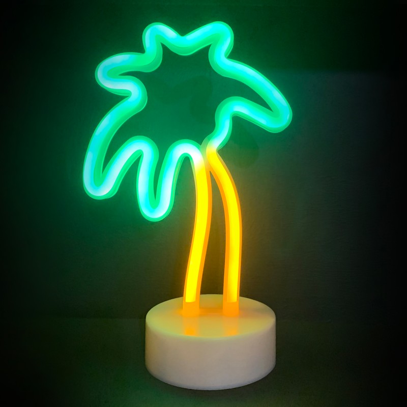 ΦΟΙΝΙΚΑΣ, 34 NEON LED ΛΑΜΠΑΚΙΑ ΜΕ ΜΠΑΤΑΡΙΑ (3xAA)/USB, ΠΡΑΣΙΝΟ & ΚΙΤΡΙΝΟ, IP20, 17x10x26cm
