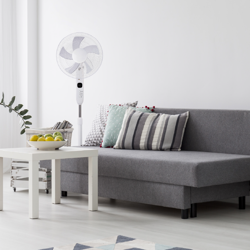 ΑΝΕΜΙΣΤΗΡΑΣ ΜΕ ΟΡΘΟΣΤΑΤΗ, ΛΕΥΚΟΣ , 5 ΔΙΑΦΑΝΑ ΠΤΕΡΥΓΙΑ, ΤΗΛΕΧΕΙΡΙΣΤΗΡΙΟ, ΧΡΟΝΟΔΙΑΚΟΠΤΗΣ, Φ45, AC 55W