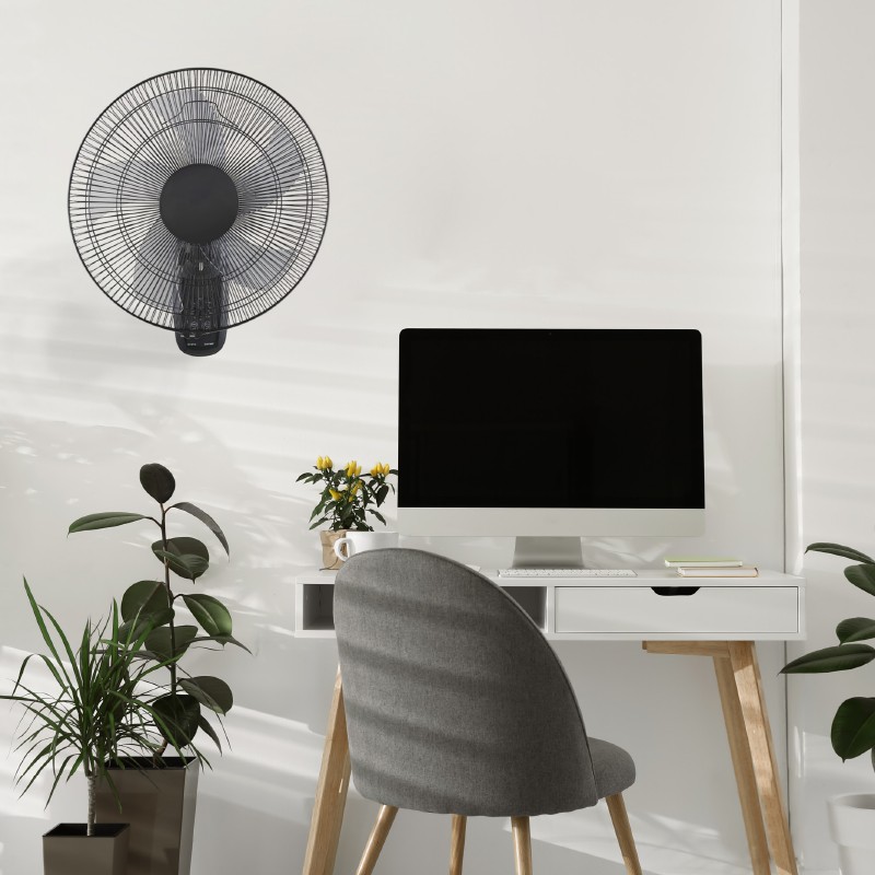 ΑΝΕΜΙΣΤΗΡΑΣ ΕΠΙΤΟΙΧΟΣ, ΜΑΥΡΟΣ , 5 ΔΙΑΦΑΝΑ ΠΤΕΡΥΓΙΑ, ΤΗΛΕΧΕΙΡΙΣΤΗΡΙΟ, ΧΡΟΝΟΔΙΑΚΟΠΤΗΣ, Φ45, AC 50W