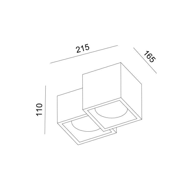 ΓΥΨΙΝΟ 2 ΤΕΤΡΑΓΩΝA Φ/Σ ΟΡΟΦΗΣ ΦΥΣΙΚΟ 265*235*150 GENI 2*GX53