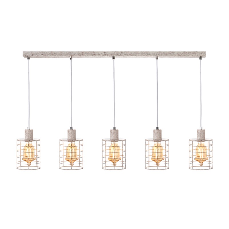 NETTO ΚΡΕΜΑΣΤΟ Φ/Σ 5ΧΕ27 ΜΕΤΑΛΛΙΚΟ ΛΕΥΚΟ ΣΚΟΥΡΙΑ 100Χ12,2ΧΗ120CM DUBLIN