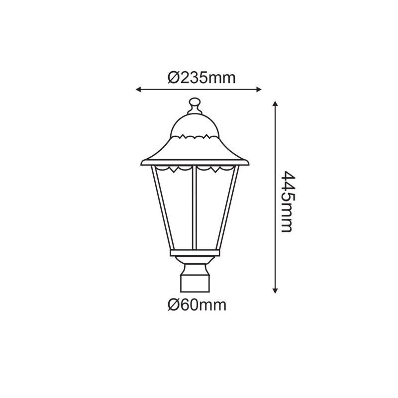 ΦΑΝΑΡΙ ΚΟΛΩΝΑΣ ΜΑΥΡΟ ΜΑΤ RAL9005M  23.5Χ44,5cm Φ60