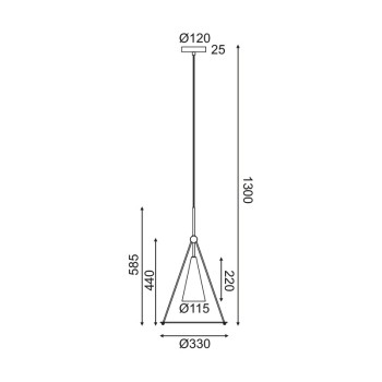 NETTO ΚΡΕΜΑΣΤΟ Φ/Σ 1ΧΕ27 ΛΕΥΚΟ+ΜΑΥΡΟ ΜΕΤ/ΚΟ+ΓΥΑΛΙ D33XH130CM TEMPLE