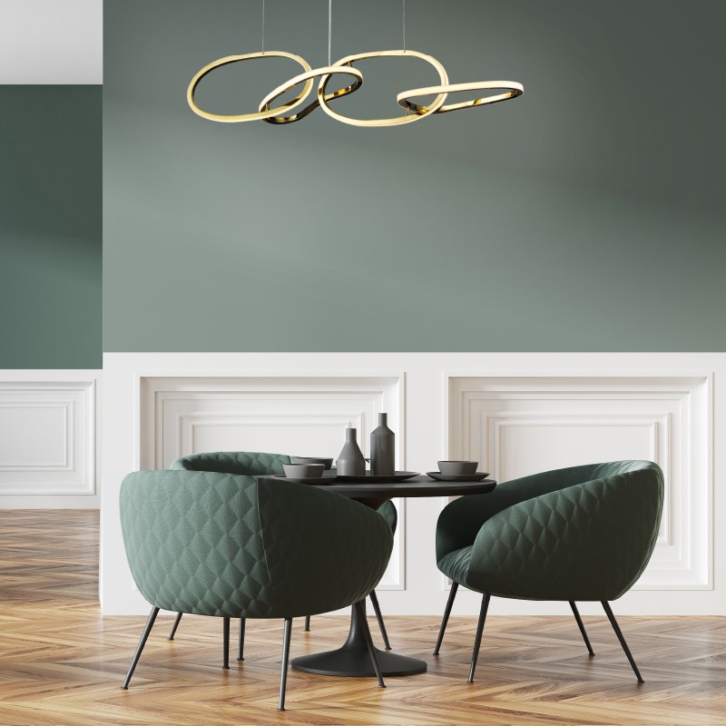 ΚΡΕΜΑΣΤΟ Φ/Σ LED 60W 4800LM CCT IP20 ΧΡΥΣΟ ΑΤΣΑΛΙ + ΑΚΡΥΛΙΚΟ