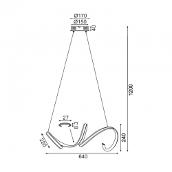 ^ΚΡΕΜΑΣΤΟ Φ/Σ LED 40W 3000K 2400LM ΧΡΩΜΙΟ ΑΛΟΥΜΙΝΙΟ 64X22ΧΗ120CM CLEO