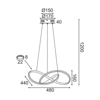 ^ΚΡΕΜΑΣΤΟ Φ/Σ LED 48W 3000K 2880LM ΟΡΕΙΧΑΛΚΟ ΑΛΟΥΜΙΝΙΟ 48Χ44XΗ120CM GORDIUS ^ΚΡΕΜΑΣΤΟ Φ/Σ LED 48W 3000K 2880LM ΟΡΕΙΧΑΛΚΟ ΑΛΟΥΜΙΝΙΟ 48Χ44XΗ120CM GORDIUS