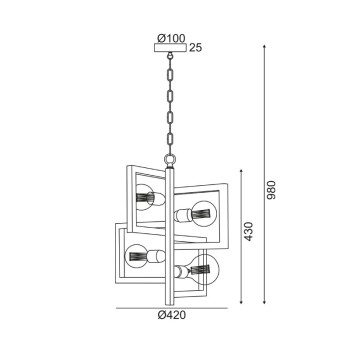 ΚΡΕΜΑΣΤΟ 4ΧΕ27 ΜΑΥΡΟ ΜΕΤΑΛΛΙΚΟ Φ42ΧΗ98CM SIRIUS