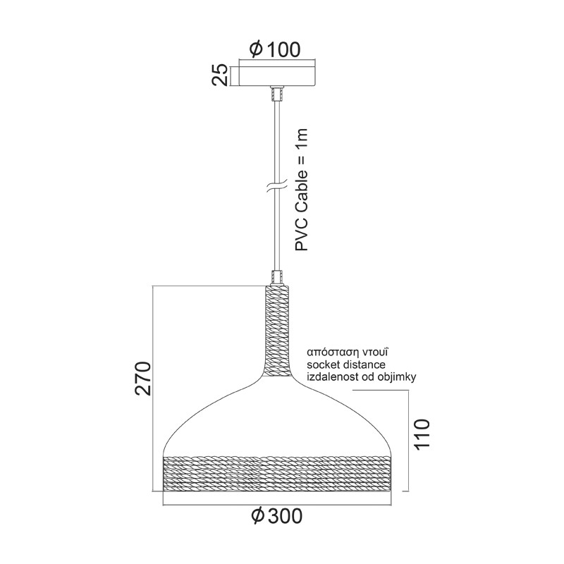 ΜΕΤΑΛΛΙΚΗ ΚΑΜΠΑΝΑ 1ΧΕ27 ΣΚΟΥΡΙΑ ΜΕ ΣΧΟΙΝΙ Φ30χΗ27cm COTTAGE ΜΕΤΑΛΛΙΚΗ ΚΑΜΠΑΝΑ 1ΧΕ27 ΣΚΟΥΡΙΑ ΜΕ ΣΧΟΙΝΙ Φ30χΗ27cm COTTAGE